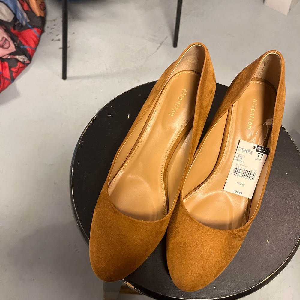 Camel color suade heels